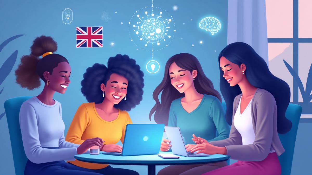 Diverse people preparing for Life in UK exam with AI assistance